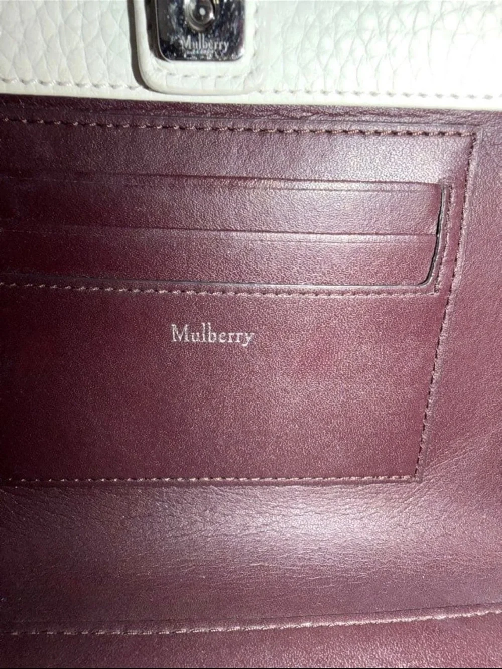 Mulberry Cream Leather Braided-Handle Satchel